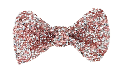 PINK POPPY ENCRUSTED GEMSTONE ON BOW SNAPCLIP - Toyworld Frankston