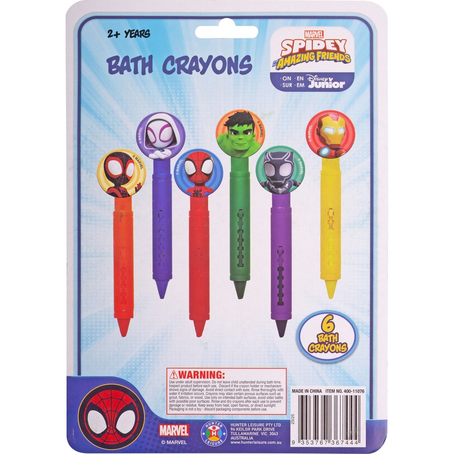 MARVEL SPIDEY AMAZING FRIENDS BATH CRAYONS - Toyworld Frankston
