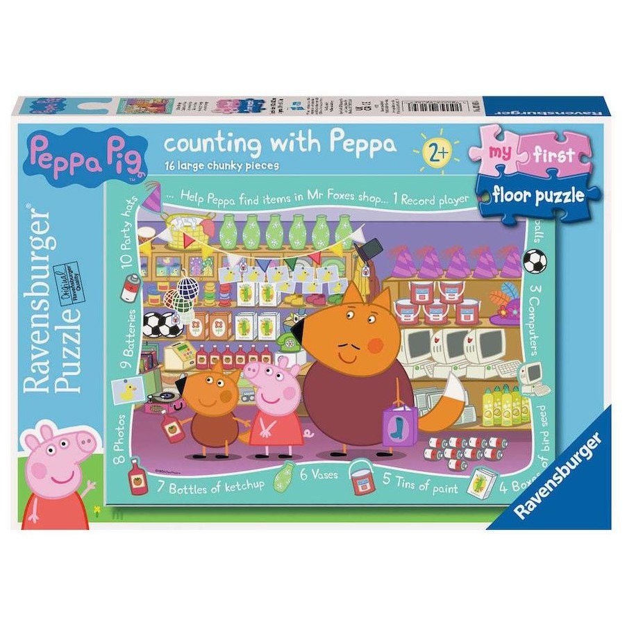 RAVENSBURGER MY FIRST FLOOR PUZZLE PEPPA PIG - COUNTING WITH PEPPA 16 PIECE PUZZLE