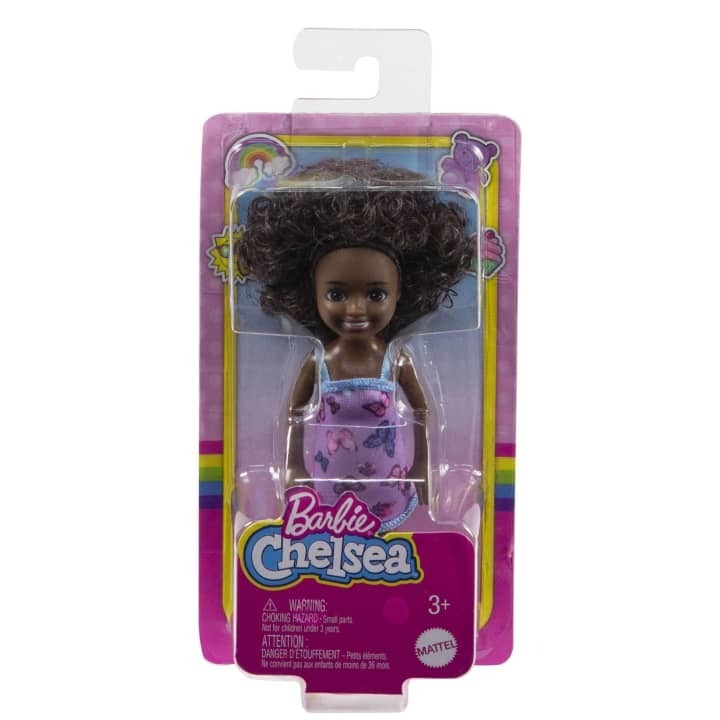 BARBIE CLUB CHELSEA DOLL ASST - PURPLE BUTTERFLY DRESS - Toyworld Frankston