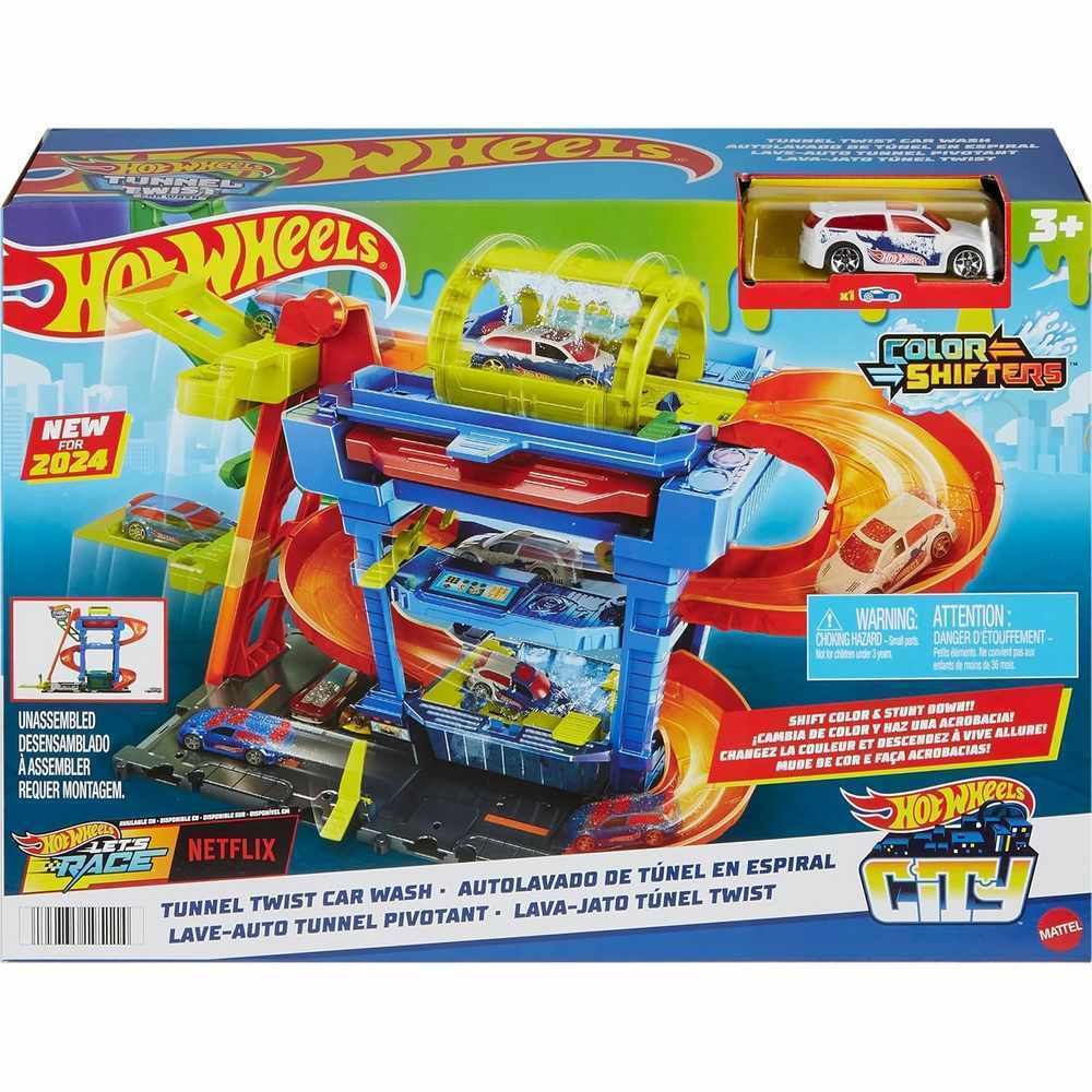 HOTWHEELS CITY - COLOUR SHIFTERS TUNNEL TWIST CAR WASH PLAY SET - Toyworld Frankston