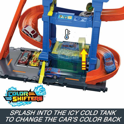 HOTWHEELS CITY - COLOUR SHIFTERS TUNNEL TWIST CAR WASH PLAY SET - Toyworld Frankston