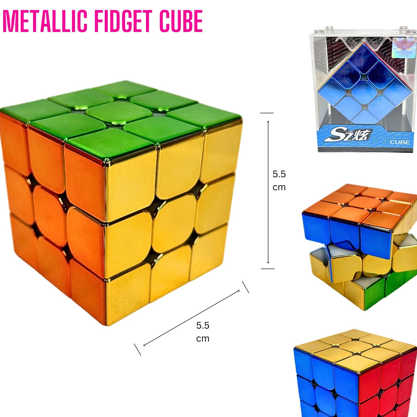 CHAMPION SPEED RUBIKS CUBE - METALLIC FIDGET CUBE - Toyworld Frankston