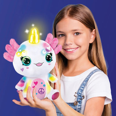 AIR BRUSH PLUSH - LIGHT UP AXOLOTL - Toyworld Frankston