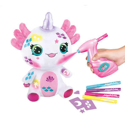 AIR BRUSH PLUSH - LIGHT UP AXOLOTL - Toyworld Frankston