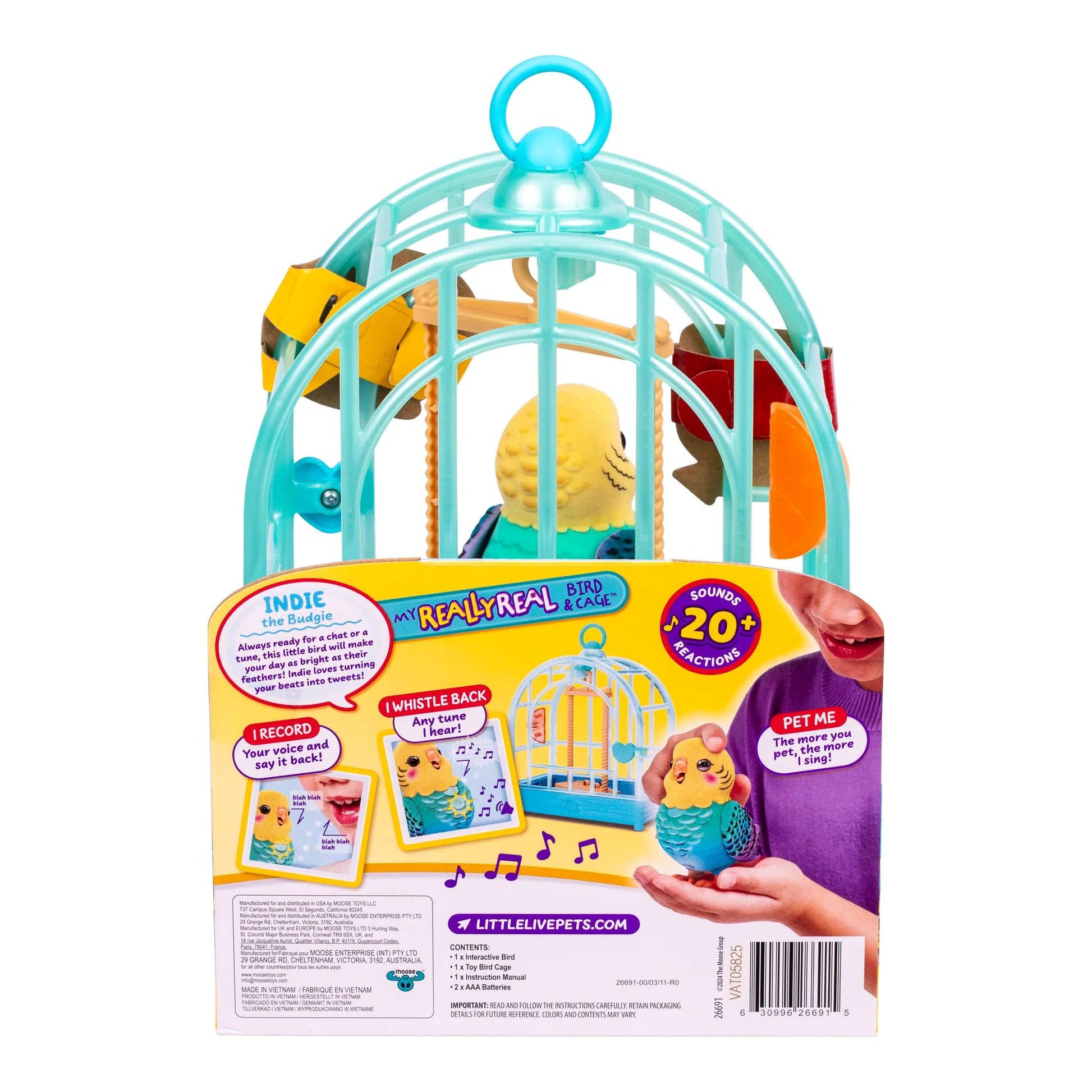 LITTLE LIVE PETS - MY REALLY REAL BIRD AND CAGE BLUE - Toyworld Frankston