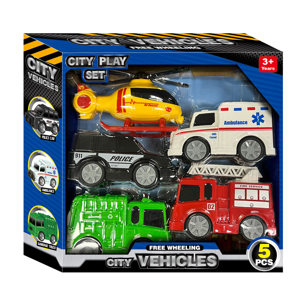 CITY PLAY SET - FREE WHEELING CITY VEHICLES