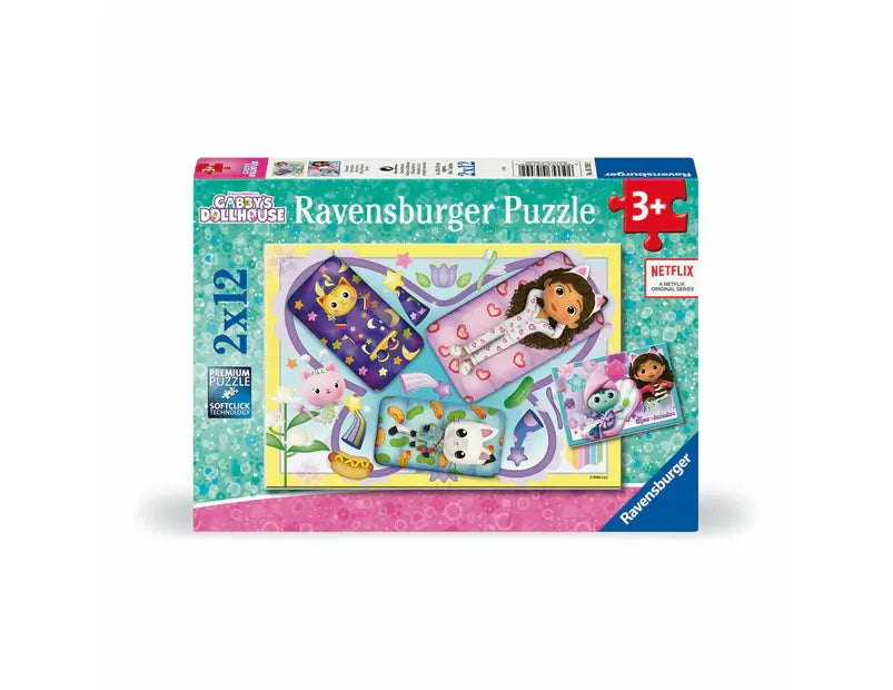 RAVENSBURGER - GABBYS DOLLHOUSE MAGICAL SLEEPOVER 2X12 PIECE PUZZLE