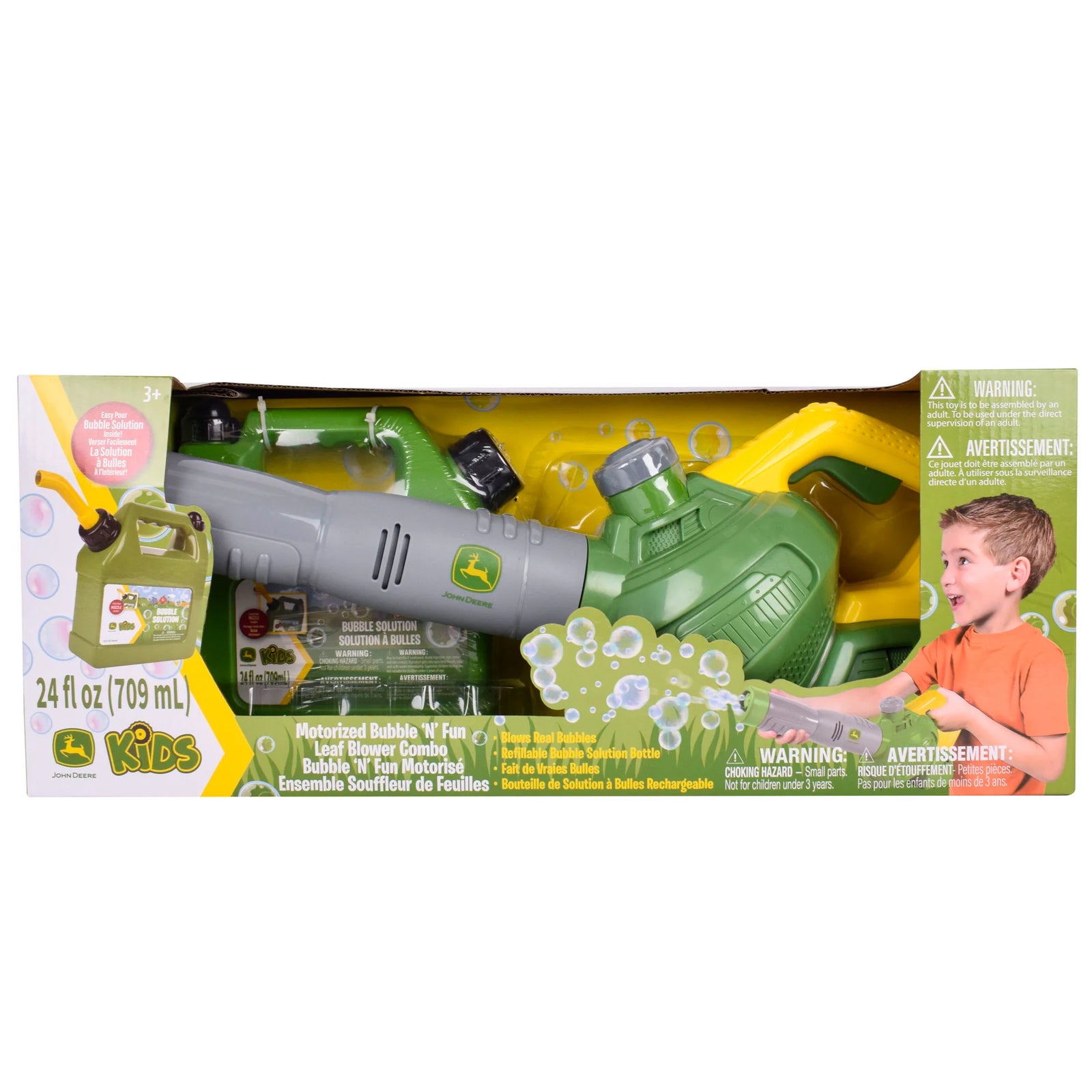 JOHN DEERE - MOTORIZED BUBBLE N FUN LEAF BLOWER COMBO - Toyworld Frankston