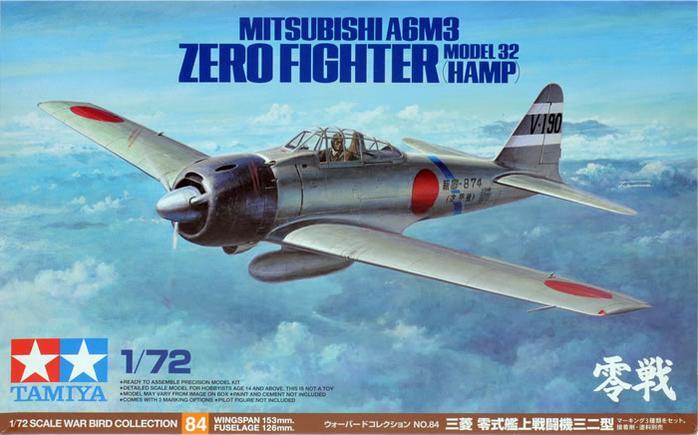 TAMIYA 1/72 MITSUBISHI A6M3 ZERO FIGHTER MODEL 32 HAMP AIRCRAFT MODEL KIT - Toyworld Frankston