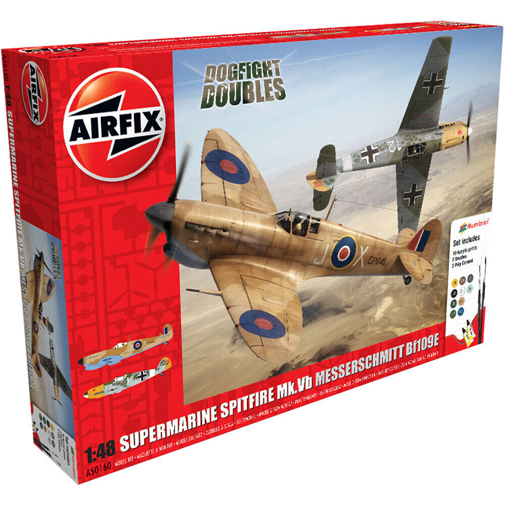 AIRFIX SUPERMARINE SPITFIRE MKVB MESSERSCHMITT BF109E DOGFIGHT DOUBLES - GIFT SET - Toyworld Frankston