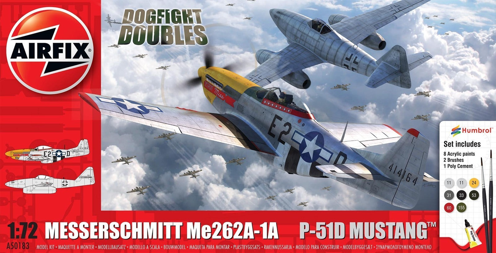 AIRFIX DOGFIGHT DOUBLES MESSERSCHMITT Me262A-1A & P-51D MUSTANG 1:72 - Toyworld Frankston
