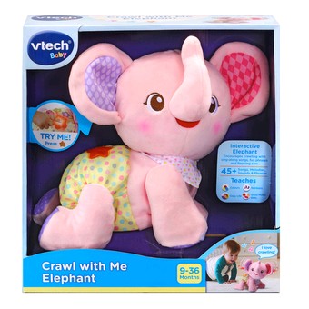 VTECH CRAWL WITH ME ELEPHANT - PINK - Toyworld Frankston