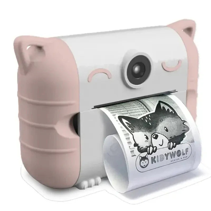 KIDYWOLF - KIDYPRINT KIDS CAMERA WITH THERMIC PRINTER - PINK - Toyworld Frankston