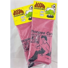 Two packages of Whoopee Cushions with colorful labels on a white background.