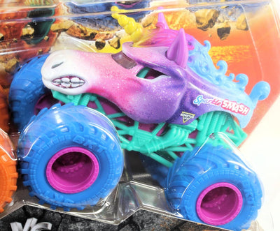 MONSTER JAM 1:64 DIECAST TRUCK 2 PACK - DRAGON AND SPARKLE SMASH - Toyworld Frankston