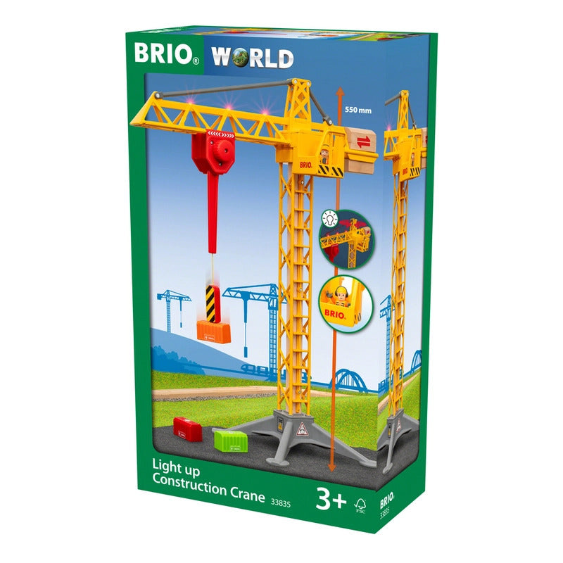 BRIO LIGHT UP CONSTRUCTION CRANE 5 PIECES - Toyworld Frankston