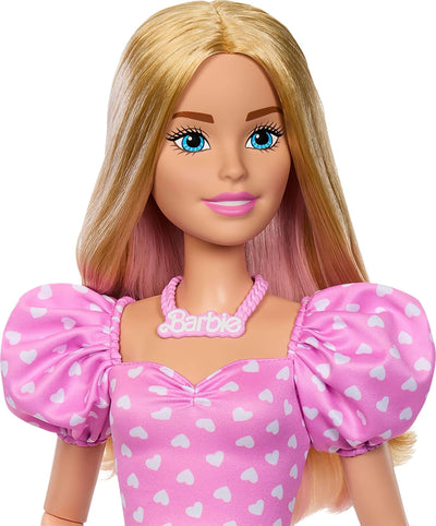 BARBIE 71CM BLONDE DOLL 2025 FASHION DOLL - PINK TOP AND DENIM SKIRT - Toyworld Frankston