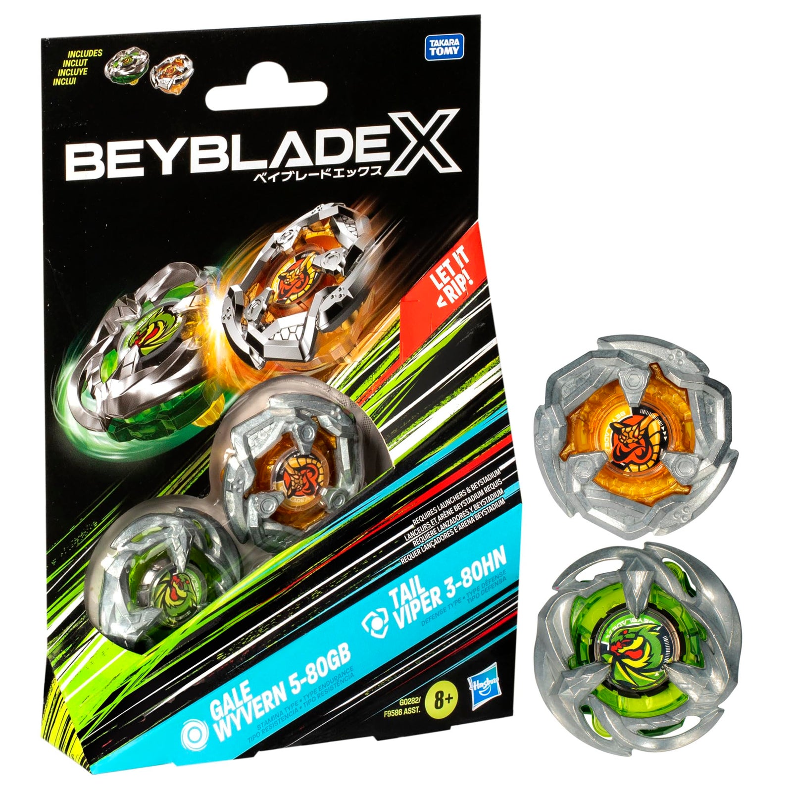 BEYBLADE X STARTER PACK TWIN PACK - GALE WYVERN 5-80GB - TAIL VIPER 3-80HN - Toyworld Frankston