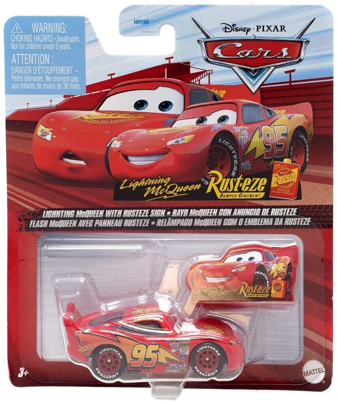 DISNEY CARS 3 DIECAST LIGHTNING MCQUEEN WITH RUSTEZE SIGN