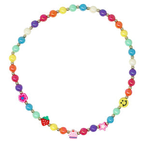 PINK POPPY-RAINBOW SMILEY FACE AND FRUIT NECKLACE & BRACELET SET - Toyworld Frankston