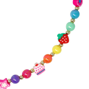 PINK POPPY-RAINBOW SMILEY FACE AND FRUIT NECKLACE & BRACELET SET - Toyworld Frankston