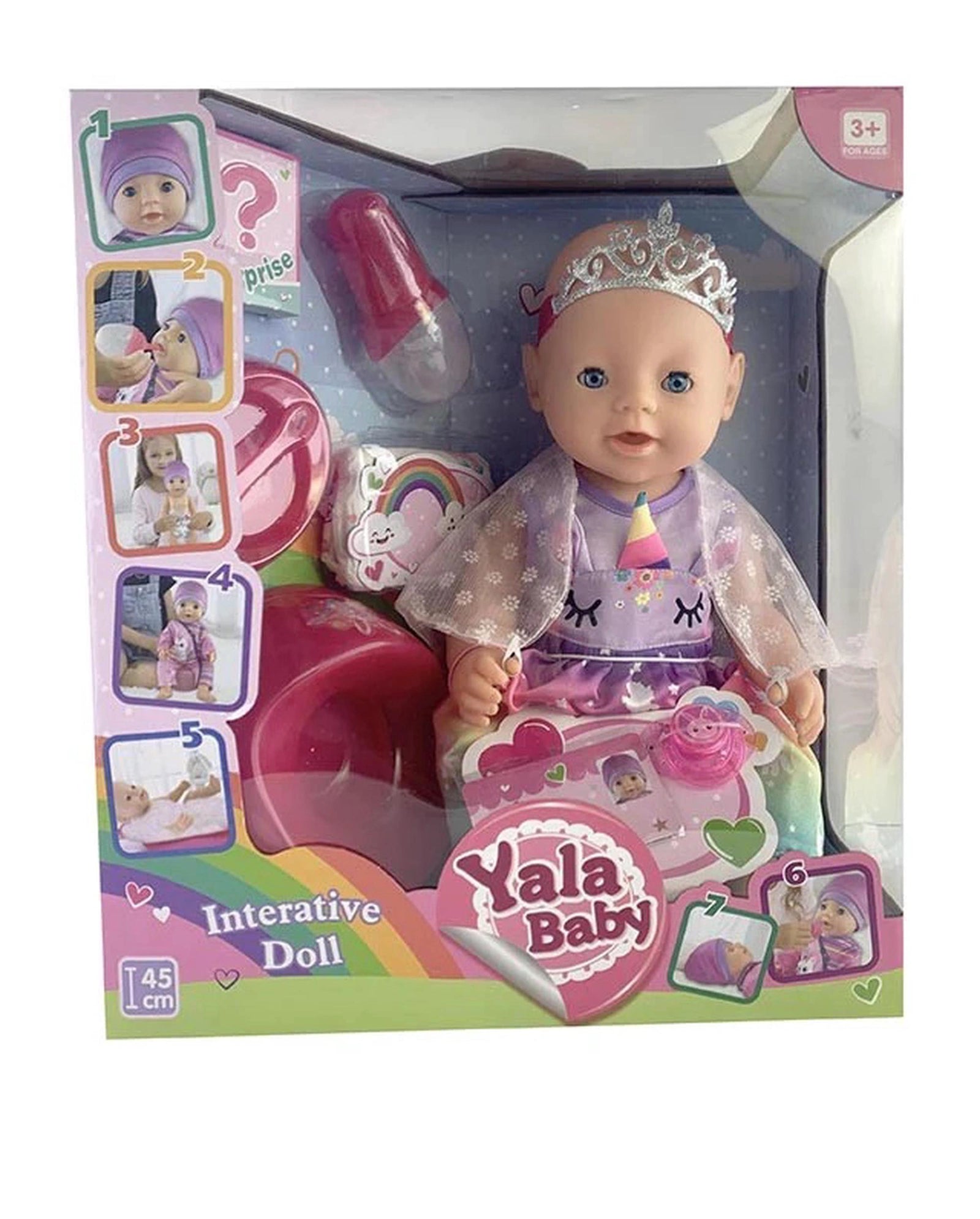 DRINK N WET GIRL BABY DOLL 45CM WITH ACCESSORIES