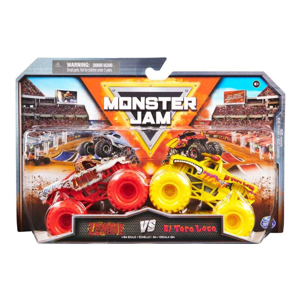 MONSTER JAM 1:64 DIECAST 2 PACK - ZOMBIE V EL TORO LOCO