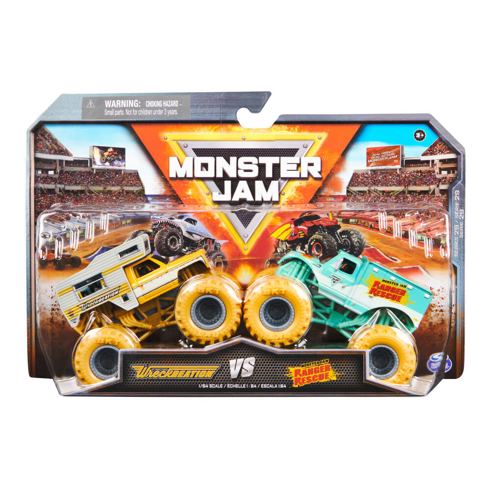 MONSTER JAM 1:64 DIECAST 2 PACK - WRECKREATION V RANGER RESCUE