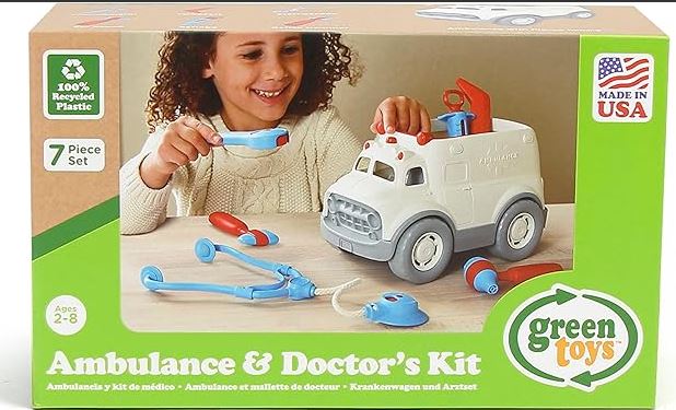 GREEN TOYS - AMBULANCE AND DOCTORS KIT 7 PIECE SET - Toyworld Frankston