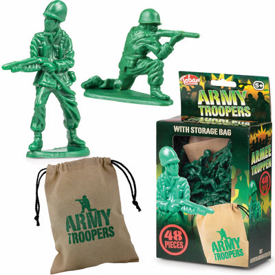 TOBAR ARMY TROOPERS FIGURES WITH STORAGE BAG 48 PIECES - Toyworld Frankston