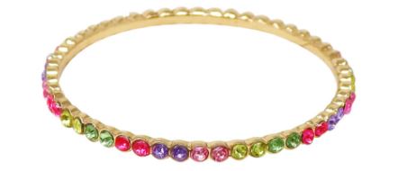 PINK POPPY RAINBOW SPARKLING GEMSTONE GOLD BANGLE - Toyworld Frankston