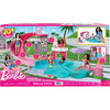 Barbie Dream Pool toy set packaging with dolls and pool features.