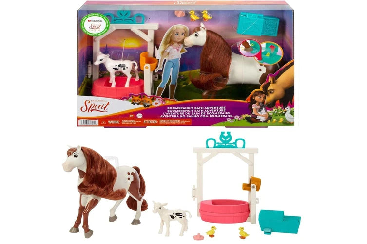 DREAMWORKS SPIRIT BOOMERANG BATH ADVENTURE PLAYSET HORSE BABY DUCK BATHTUB BRUSH - Toyworld Frankston