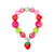 HOT PINK STRAWBERRY CHARM STRETCH BEADED BRACELET