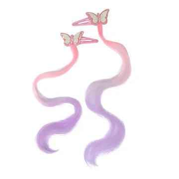 PINK POPPY - BUTTERLY HAIR CLIPS WITH HAIR EXTENSION