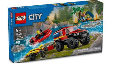 LEGO 60412 4X4 FIRE TRUCK WITH RESCUE BOAT - Toyworld Frankston