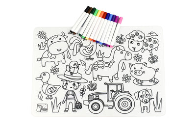 KOALA DREAM REUSABLE SILICONE DRAWING MAT - FARM ANIMALS