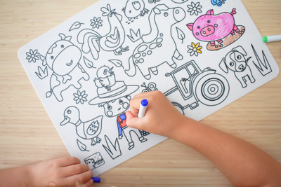 KOALA DREAM REUSABLE SILICONE DRAWING MAT - FARM ANIMALS