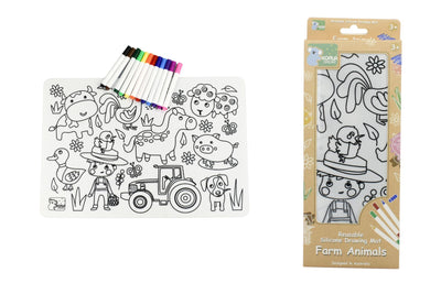 KOALA DREAM REUSABLE SILICONE DRAWING MAT - FARM ANIMALS