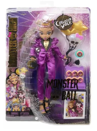 MONSTER HIGH  CLAWDEEN WOLF IN  MONSTER BALL PARTY DRESS - Toyworld Frankston