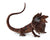 A toy figure of a frilled-necked lizard with a brown and beige color scheme, posed with an open mouth.