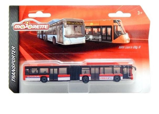 MAJORETTE 1:64 MAN LIONS CITY BUS - RED CAR PARK SHUTTLE