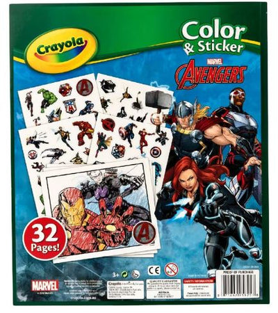 CRAYOLA COLOR & STICKER BOOK MARVEL AVENGERS NEW - Toyworld Frankston