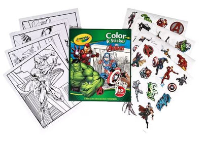 CRAYOLA COLOR & STICKER BOOK MARVEL AVENGERS NEW - Toyworld Frankston
