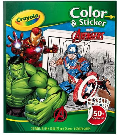 CRAYOLA COLOR & STICKER BOOK MARVEL AVENGERS NEW - Toyworld Frankston