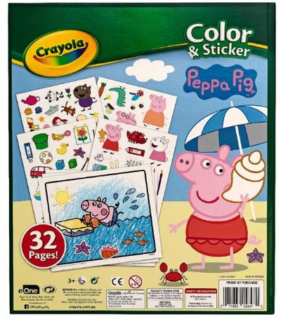 CRAYOLA COLOR & STICKER BOOK PEPPA PIG - Toyworld Frankston