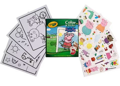 CRAYOLA COLOR & STICKER BOOK PEPPA PIG - Toyworld Frankston