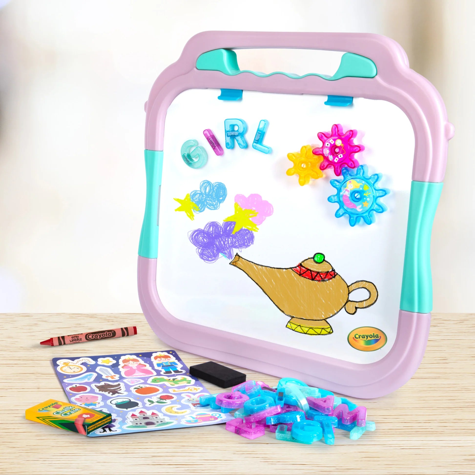 CRAYOLA READY TO PLAY DOUBLE SIDED BOARD AND STORYBOOK MAGNETIC PLAYSET - Toyworld Frankston