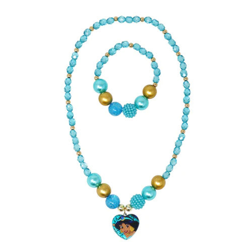PINK POPPY- DISNEY PRINCESS JASMINE PENDANT STRETCH BEADED NECKLACE & BRACELET SET - Toyworld Frankston